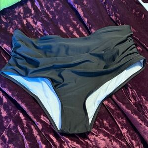 Black High-Waisted Swim Bottoms